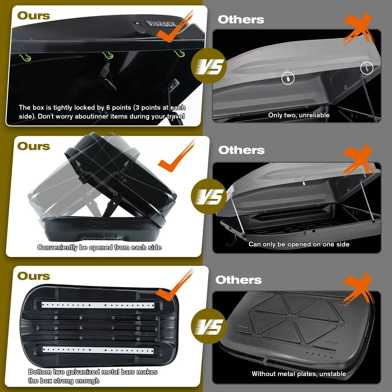 Large Rooftop Cargo Carrier Hard Shell Rooftop Cargo Box with Double 2 Locks, 14 ft³ Waterproof Cargo Box for  Rooftop 56.3"  x 30.3"  x 13.8" , Black