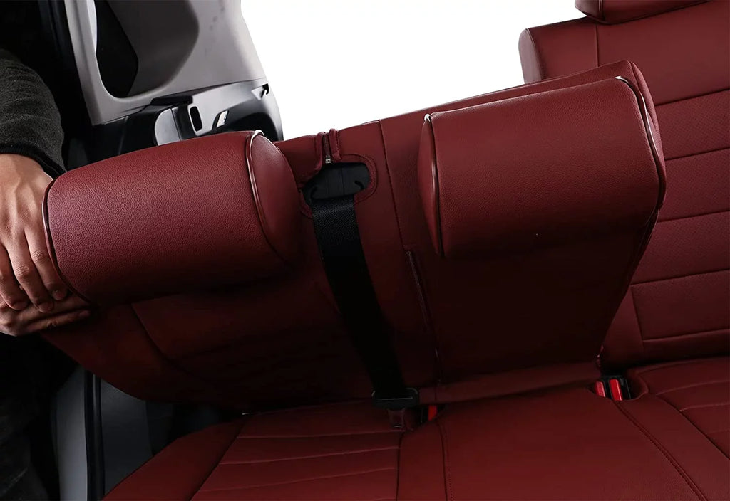 Custom Fit Taos Car Seat Covers for Volkswagen Taos   2022 2023 -Full Set Leather Auto Seat Covers(Burgundy)