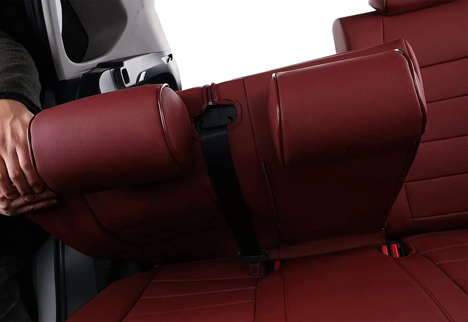 Custom Fit Taos Car Seat Covers for Volkswagen Taos   2022 2023 -Full Set Leather Auto Seat Covers(Burgundy)