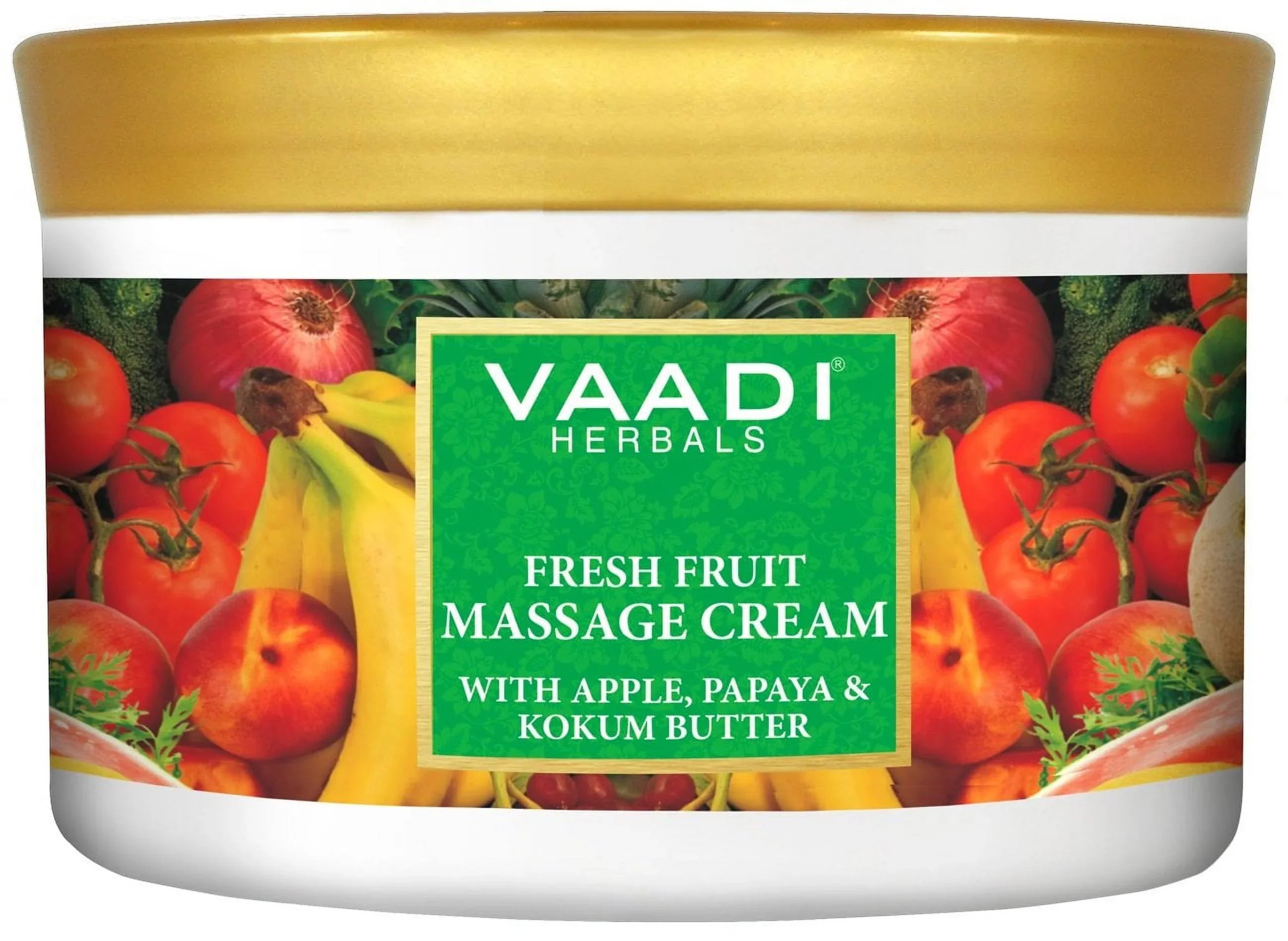 Vaadi Herbals Fresh Fruit Massage Cream With Apple, Papaya & Kokum Butter - All Natural - Herbal Cream - (Pack Of 1  500 Gm) (17.64 Oz)