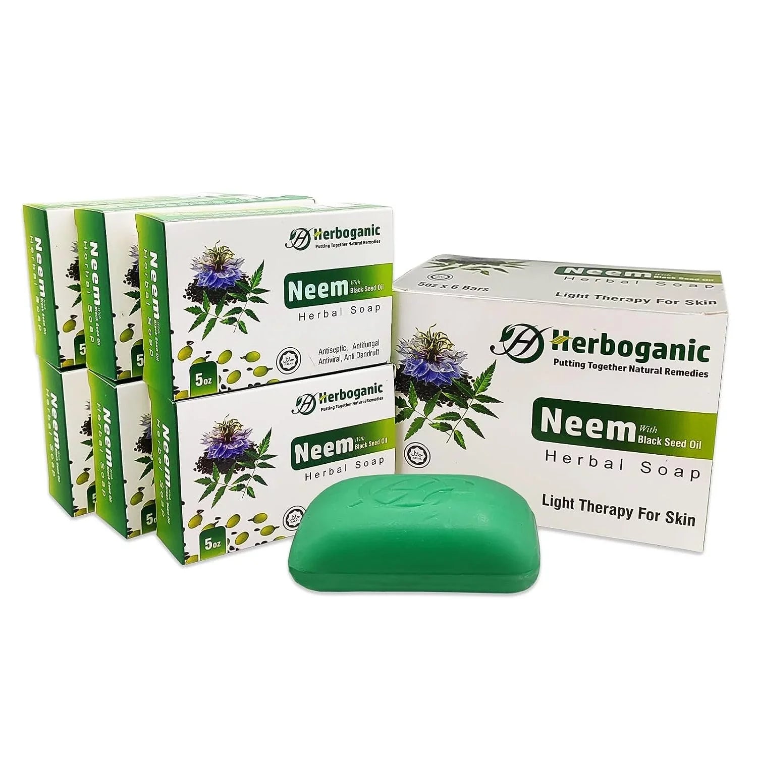 Neem Herbal Soap with Black Seed Oil | Natural Bar Soap for Face and Body | Vegan and Natural | Infused with Neem for Men and Women | 5 oz. (Pack of 6)