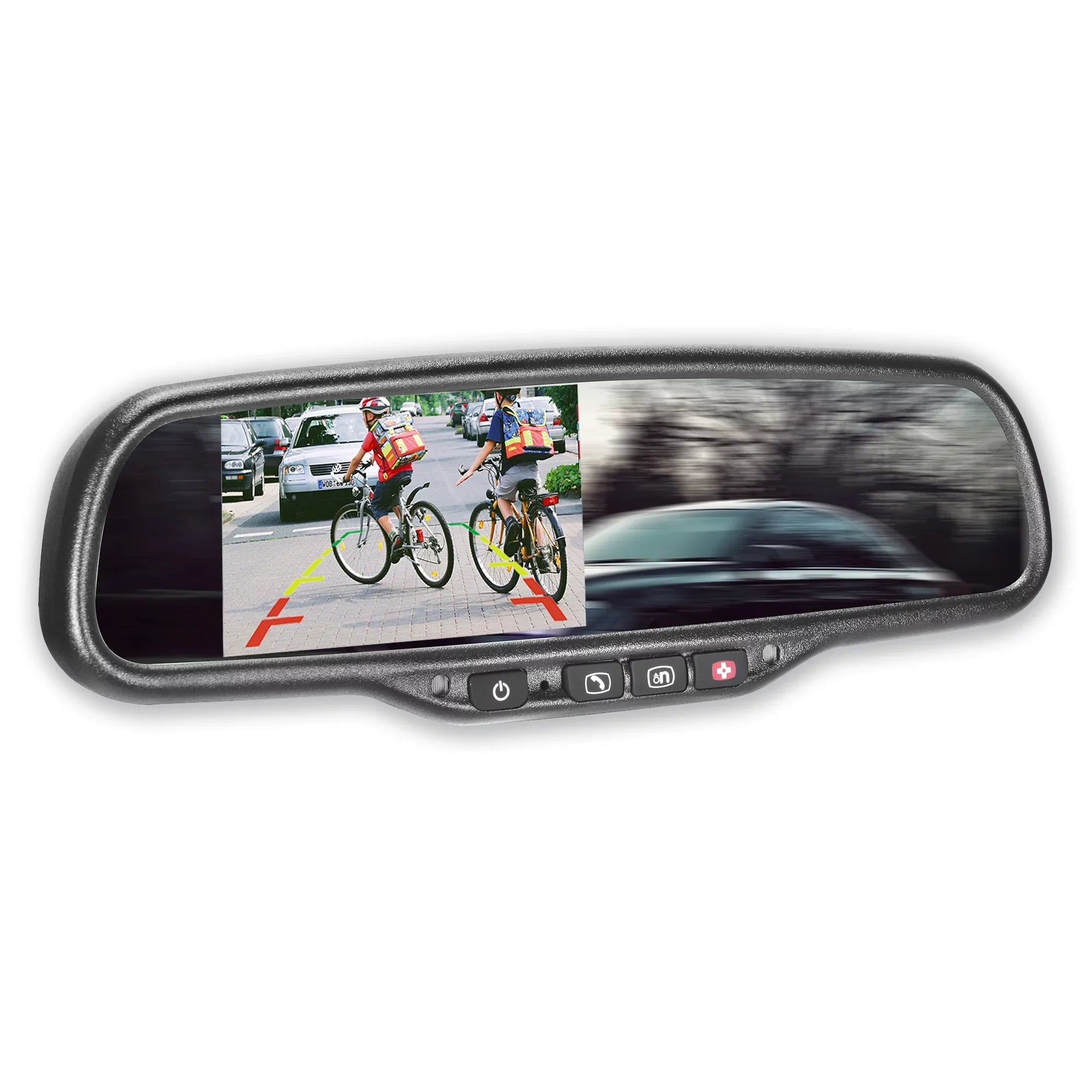 Master Tailgaters Universal  Rear View Mirror with 4.3" Auto-Adjusting Ultra Bright , OnStar Buttons, and Compatibility for All Cars