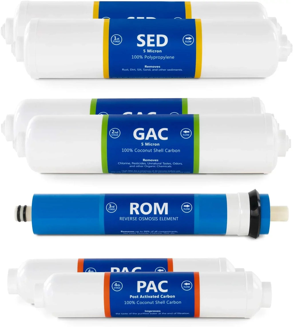 Countertop Reverse Osmosis System Filter Set  7 Replacement Filters  1?4” Quick Connect Filter Cartridges  Sediment And Carbon Filters  100   Membrane  1 Year Filter Set