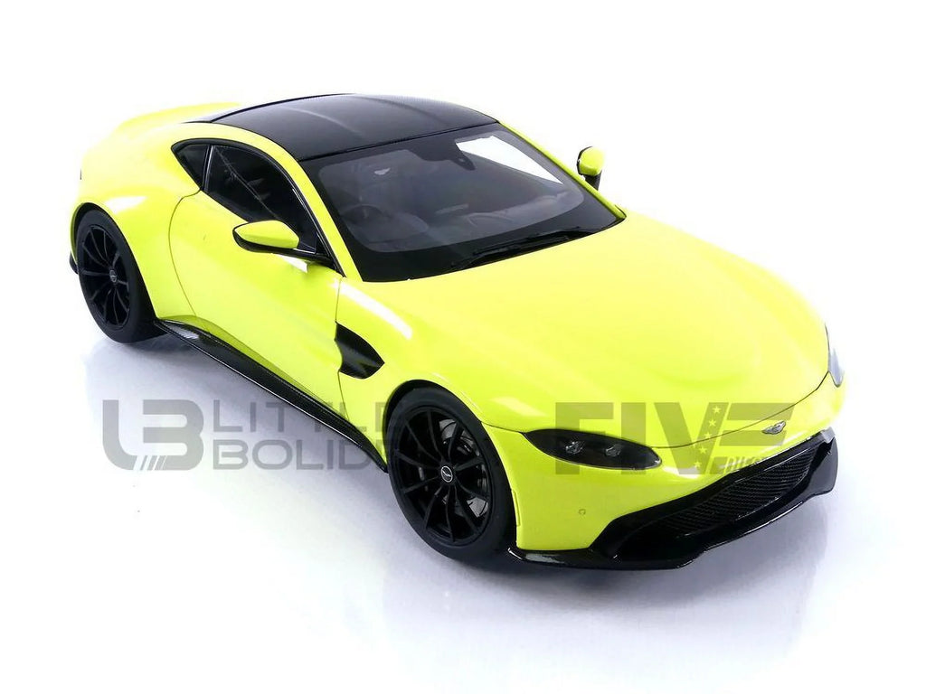2019 Aston Martin Vantage  (Right Hand Drive) Lime Essence Green with Carbon Top 1/18 Model Car by Autoart