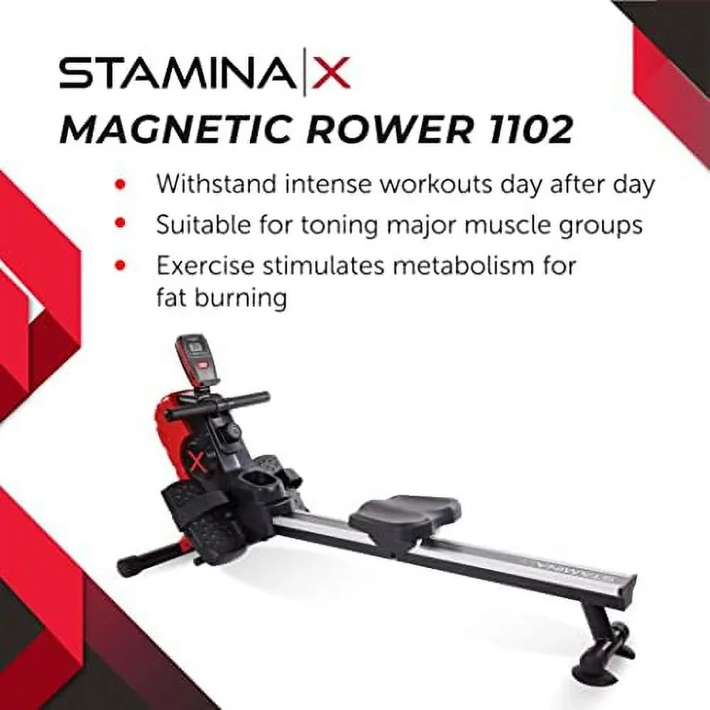 Magnetic Rower - Rower Machine With Workout App - Rowing Machine With Magnetic Resistance For Home Gym Fitness - Up To 250 Lbs Weight Capacity