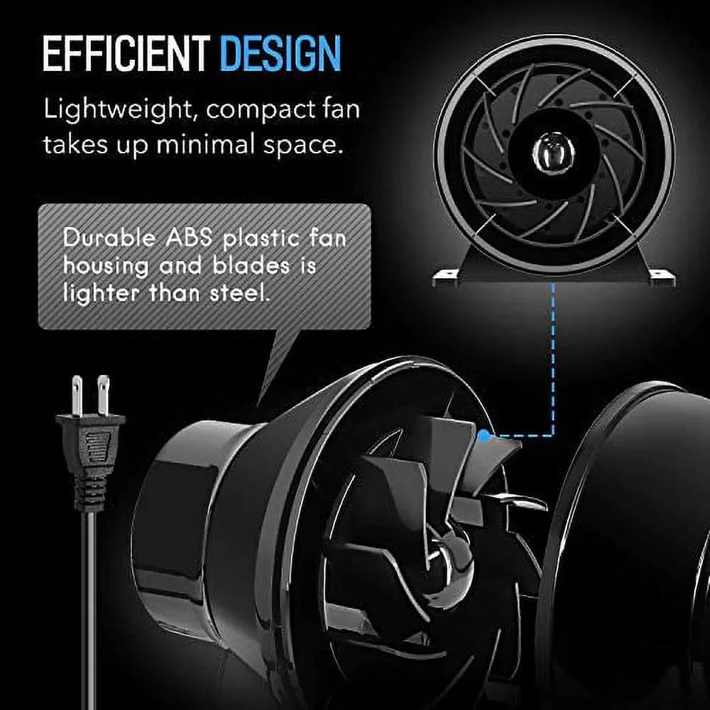 iPower 4 Inch 195  Inline Fan Circulation Vent Blower, Air Carbon Filter, 8 Feet Ducting, Speed Controller, 1-Pair Rope Combo for Grow Tent Ventilation and Temperature Humidity Monitor, Low noise