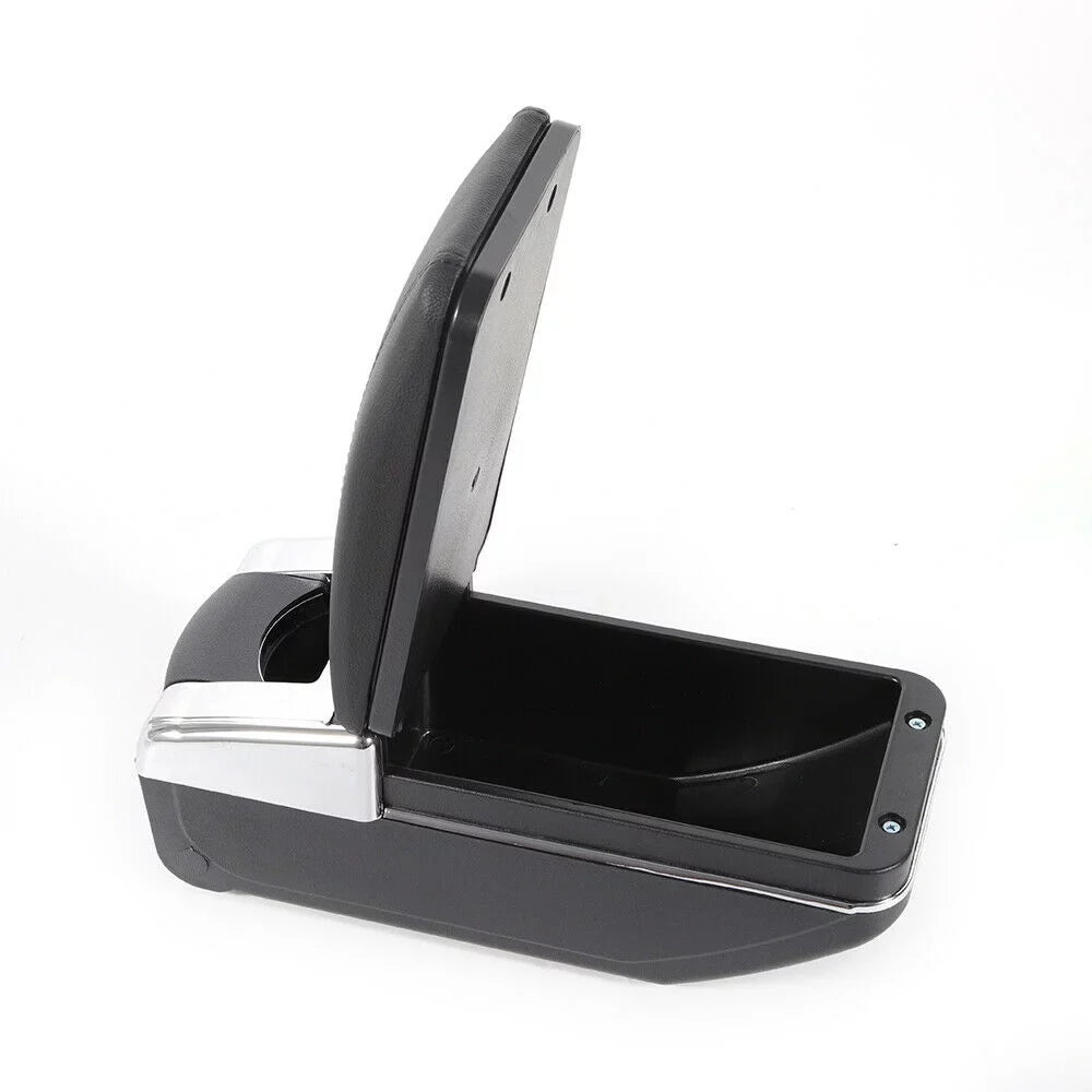Black Leather Center Console Storage Box Rotatable Car Center Console Armrest Box for Nissan Versa Tiida Latio 2007-2011