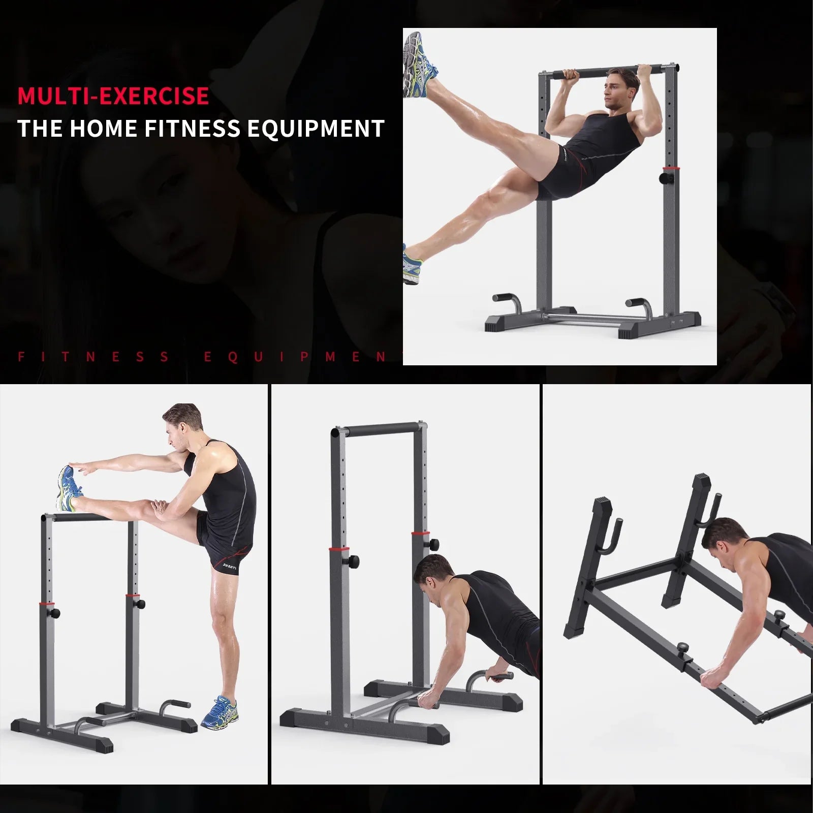 Dip Bar Station Set, 9 Level Adjustable, 1200lbs Heave Duty Dip Station for Full Body Workout Fitness,Functional Parallettes Bars