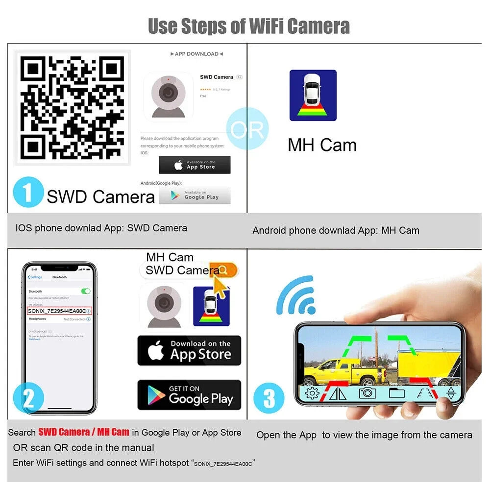 9600mAh Magnetic WiFi Camera - Premium Wireless Backup, Comprehensive Front/Rear Vehicle Views