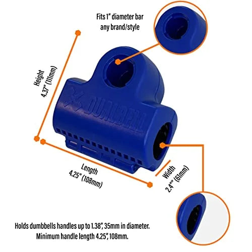 Superset Dumbbell to Barbell Adapters- Converts dumbbells for use on 1" diameter bar (up to 100 lb dumbbell, 2 Pair, 2 Spacers)