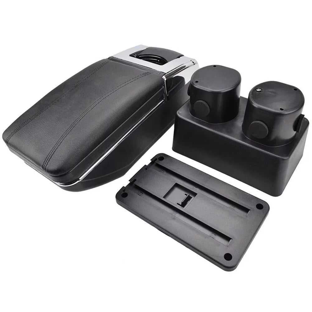 Black Leather Center Console Storage Box Rotatable Car Center Console Armrest Box for Nissan Versa Tiida Latio 2007-2011