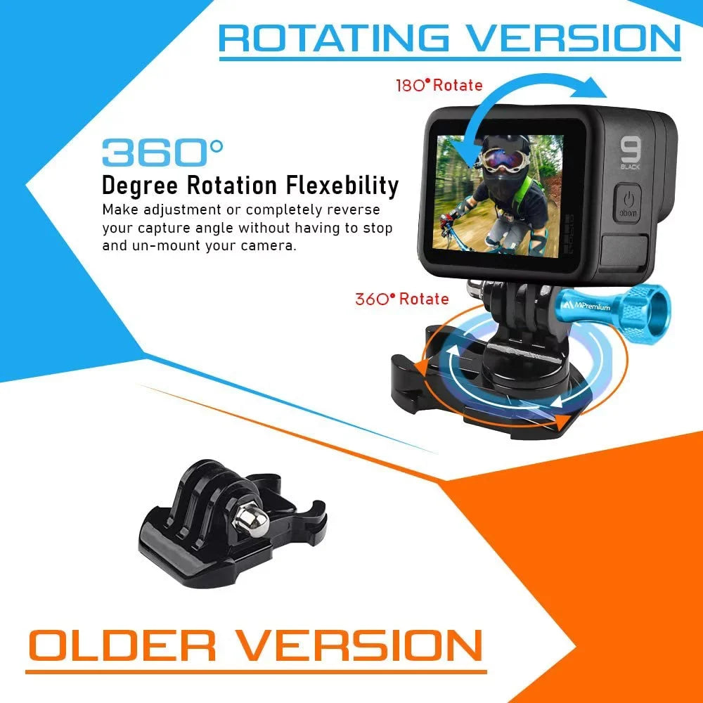 Helmet & Surf Board Mount Adapter & 3M Adhesive Sticky Pads for GoPro Hero 10 9 8 7 6 5 4 3 2 1 Black Silver