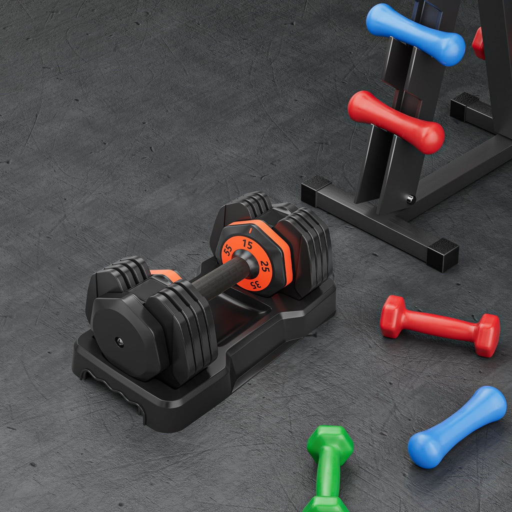 55LB 5 in 1 Single Adjustable Dumbbell,Free Dumbbell Weight Adjust with Anti-Slip Metal Handle, Ideal for Full-Body Home Gym Workouts