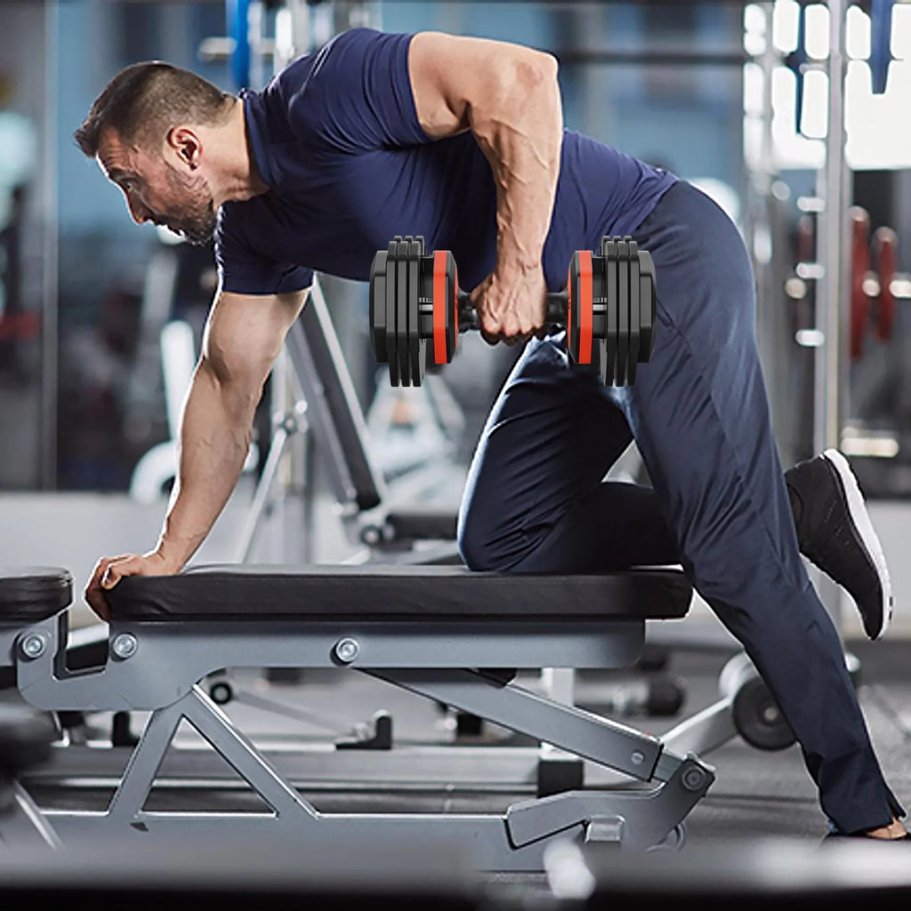 55LB 5 in 1 Single Adjustable Dumbbell,Free Dumbbell Weight Adjust with Anti-Slip Metal Handle, Ideal for Full-Body Home Gym Workouts