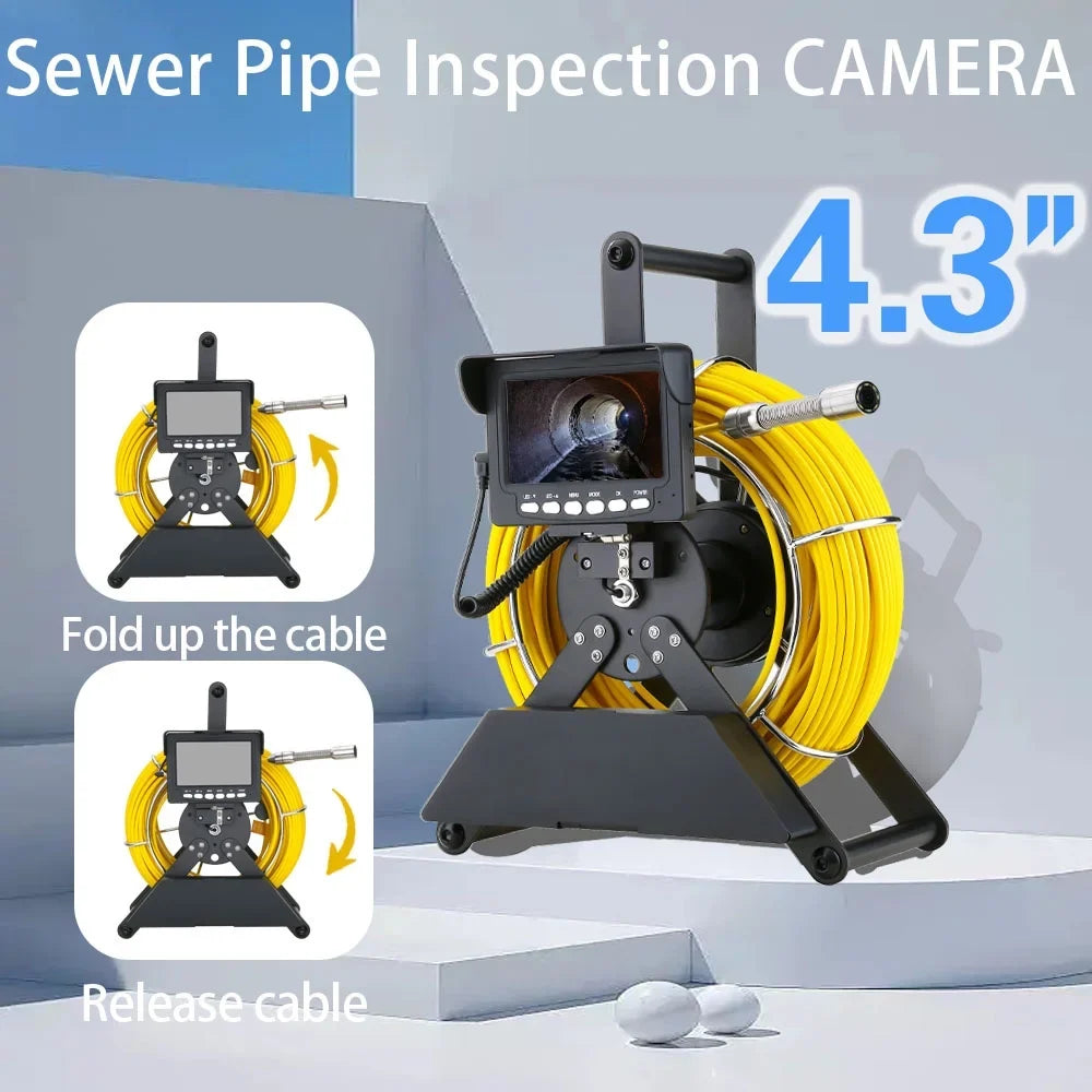 Sewer Inspection Camera, 20m 4500mA Battery  1000TVL Drain 22MM Sewer Pipeline Industrial Endoscope with 4.3 Monitor