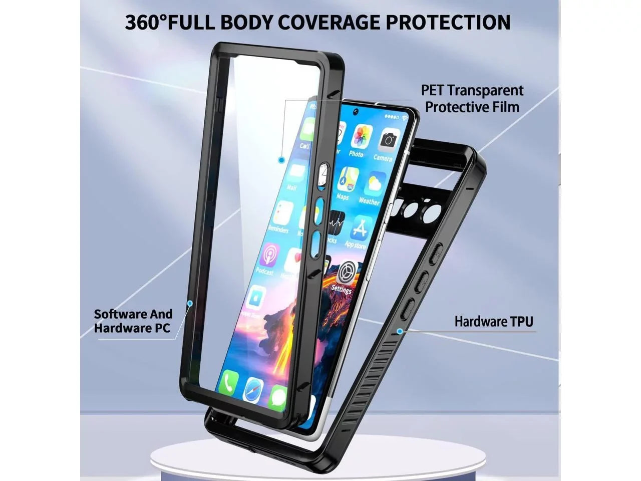 Google Pixel 6 Pro Case, Waterproof Shockproof Clear Protective Case with Built-in Screen Protector, Full Body Case Slim Cover for Pixel 6 Pro 6.71 Inches