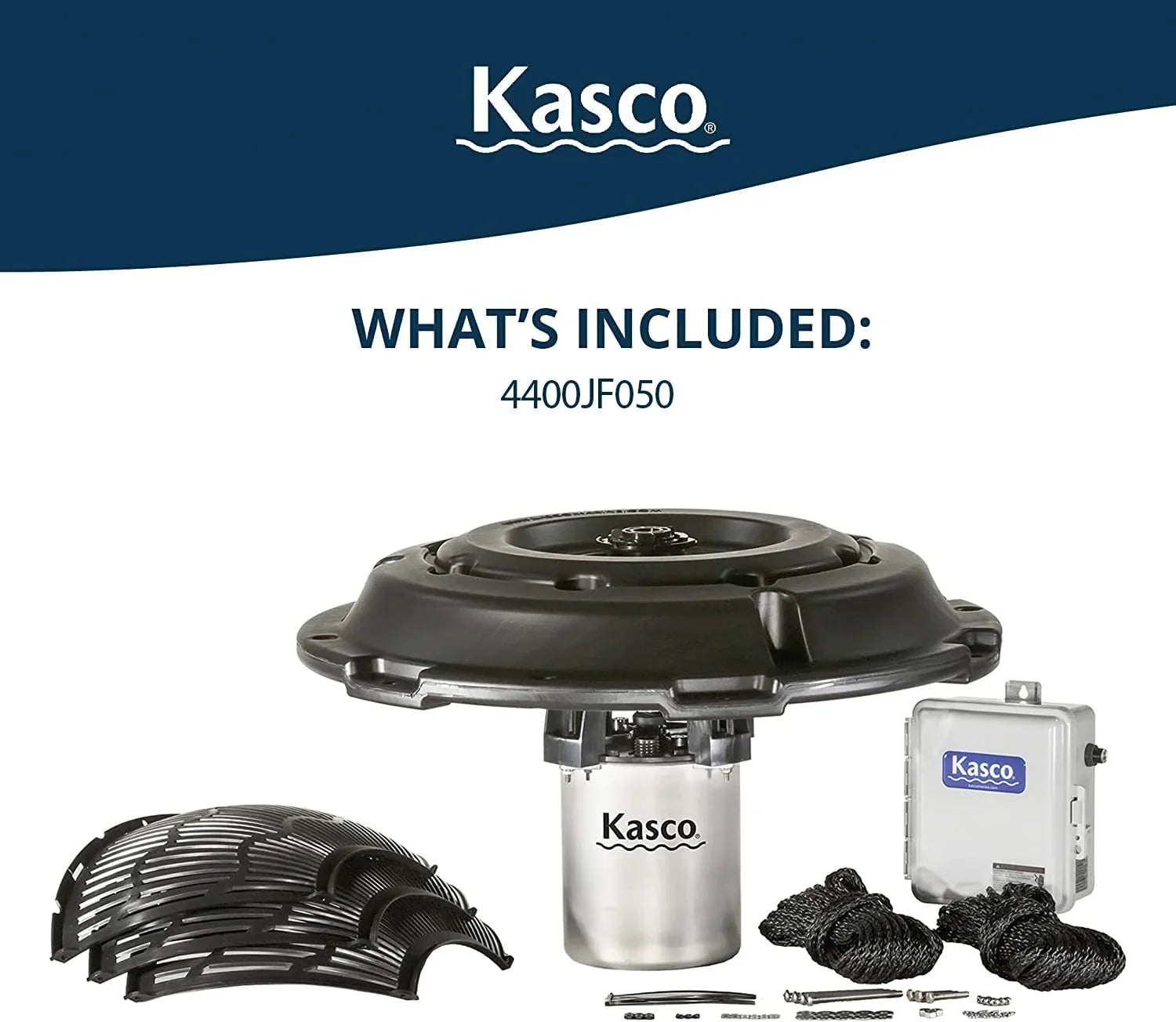 Kasco 1   Series Decorative Fountain - 120V with 50 Ft Electric Power Cord | Pond and Lake Fountain | Efficient Pond Aerator Outdoor Fountain Black