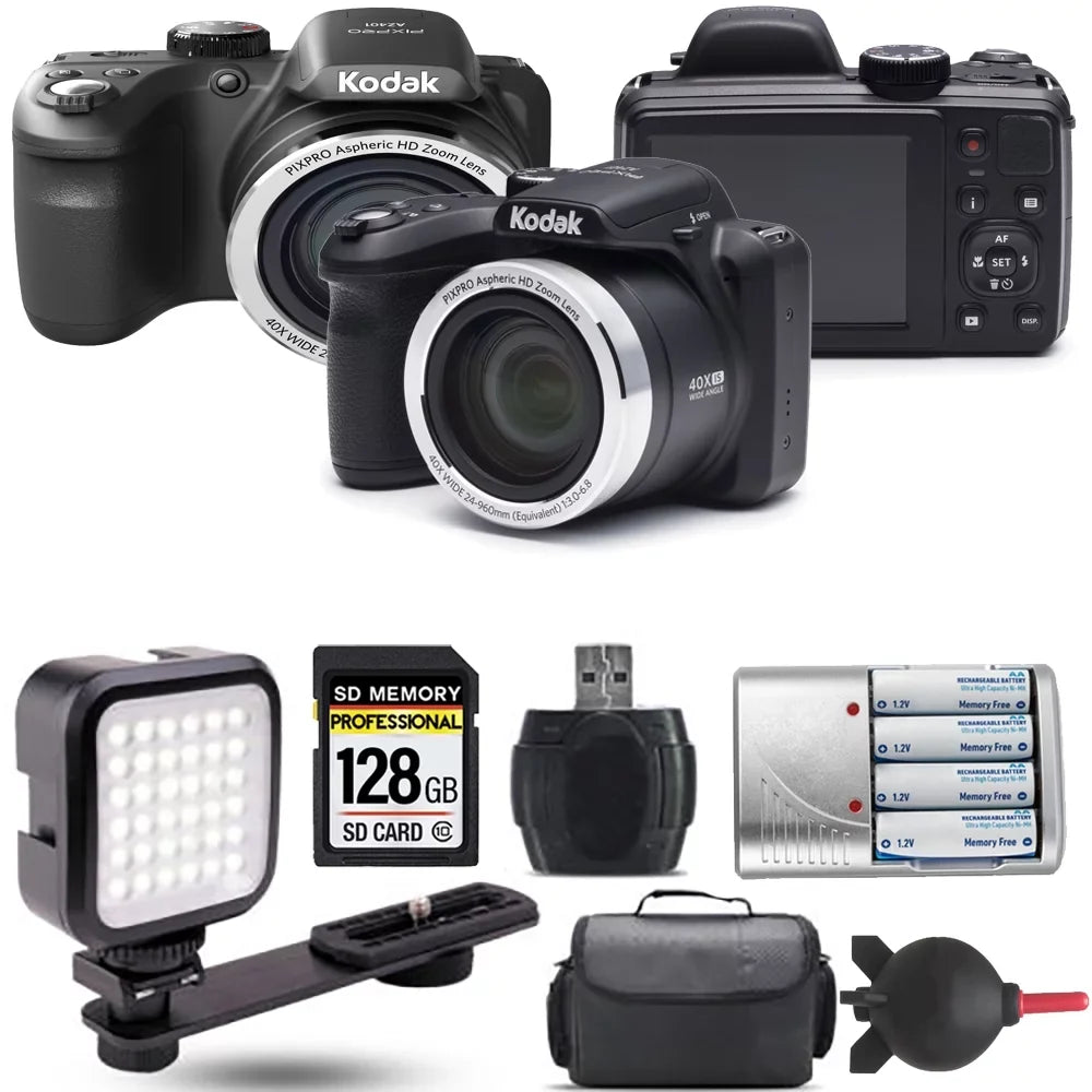 Kodak   Digital Camera (Black) + Extra Battery +  - 128GB Kit