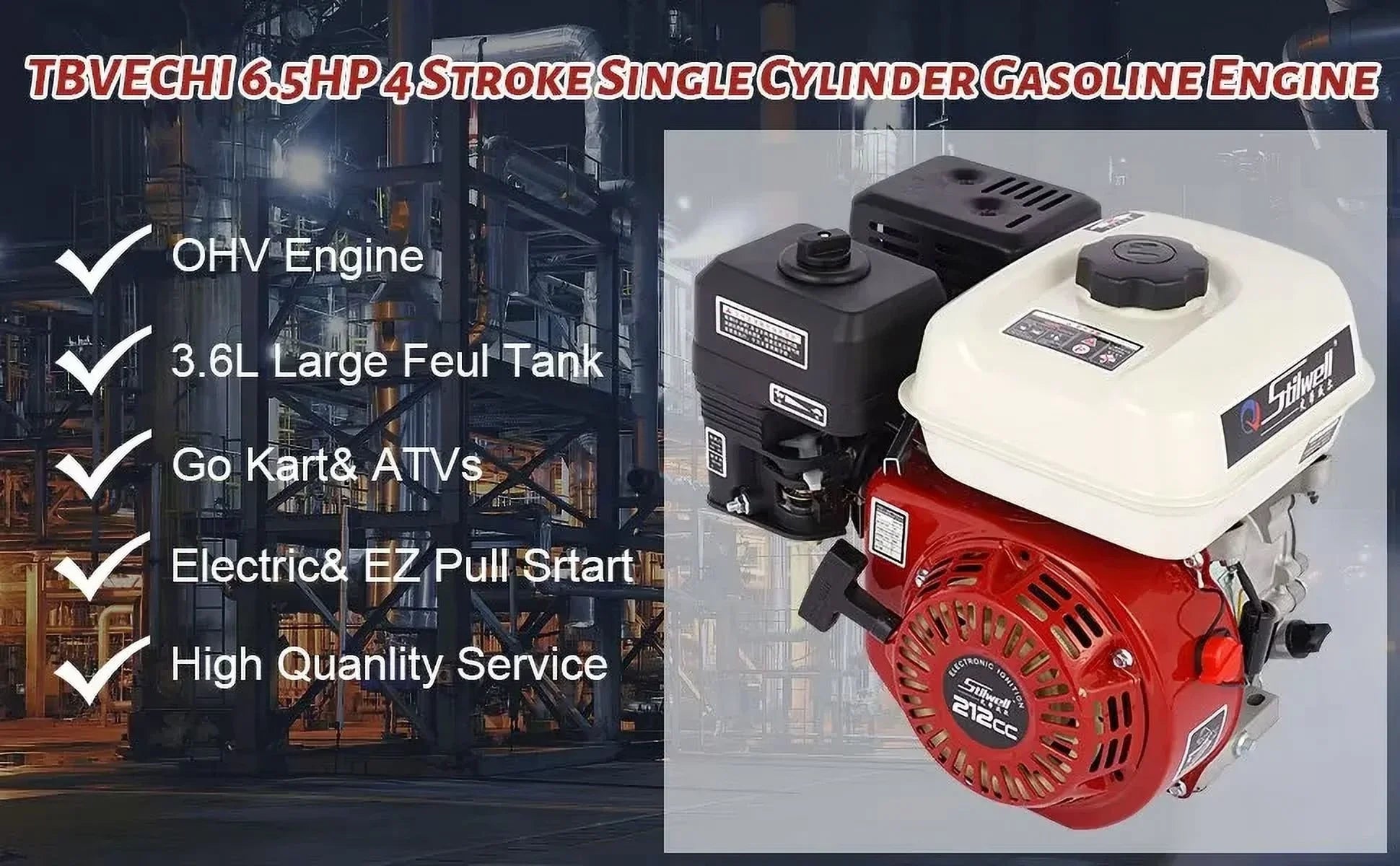4 Stroke 6.5HP Single Cylinder Gas Engine 160cc Air Cooled For Honda