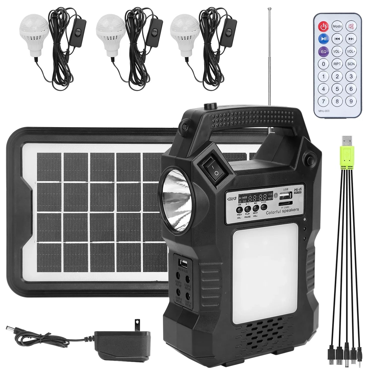 iMounTEK Portable Solar Powered Station Rechargeable Dual Way to Charge Power Station Generator Panel Power Bank with 3  Bulbs Flashlight for Outdoor Hiking Camping