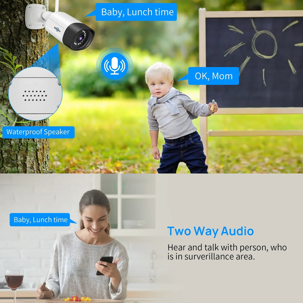 Hiseeu 3MP Wireless WiFi Security Camera System with 3TB Hard Drive, 8Pcs Security Cameras Wireless WiFi with 2-Way Audio, Waterproof,64ft  Night Vision,Motion Detect Home Security System