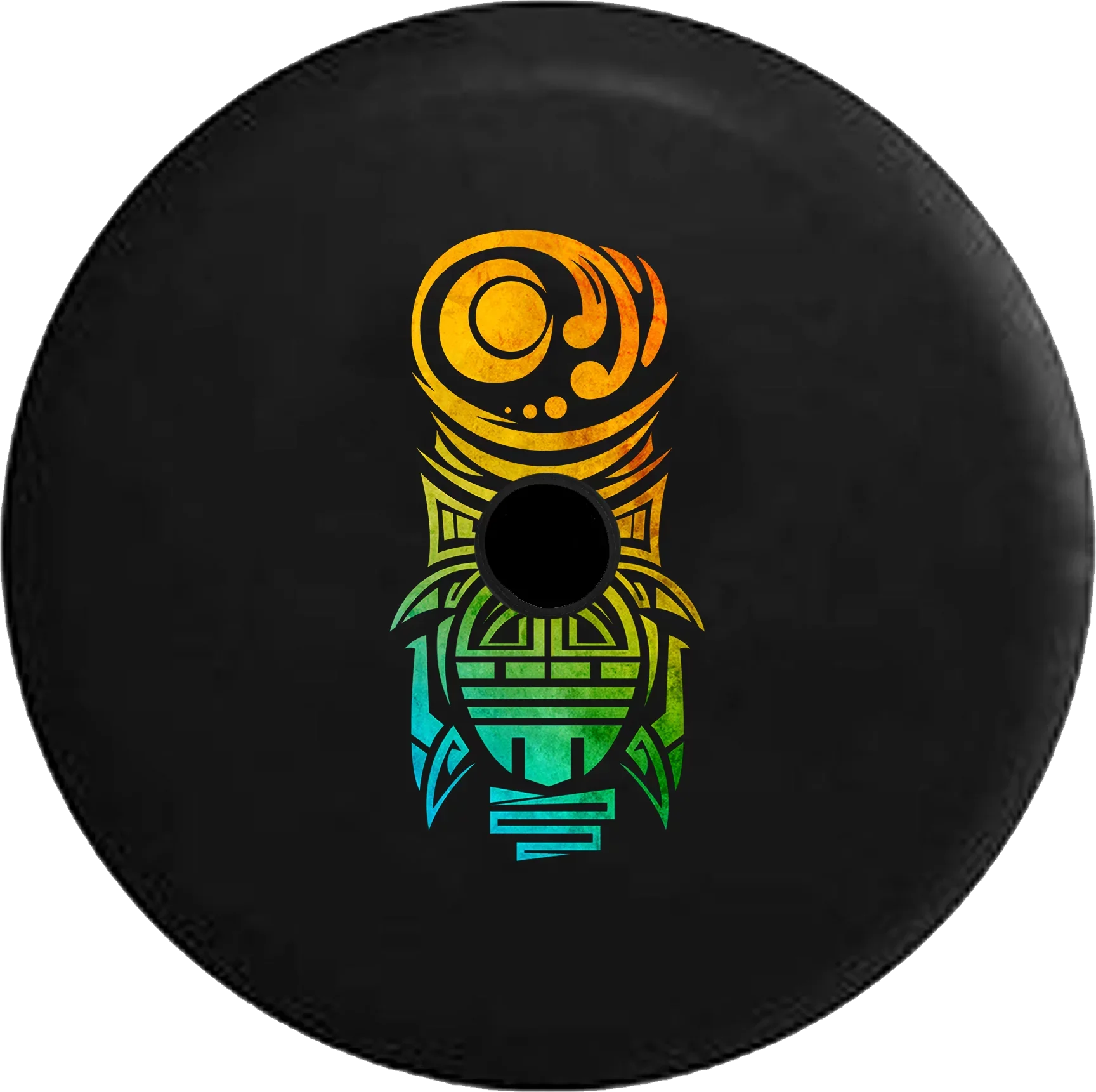 2018 2019 Wrangler  Backup Camera Island Tiki Man Island Beach God Faded Tiedye Spare Tire Cover for Jeep  33 Inch