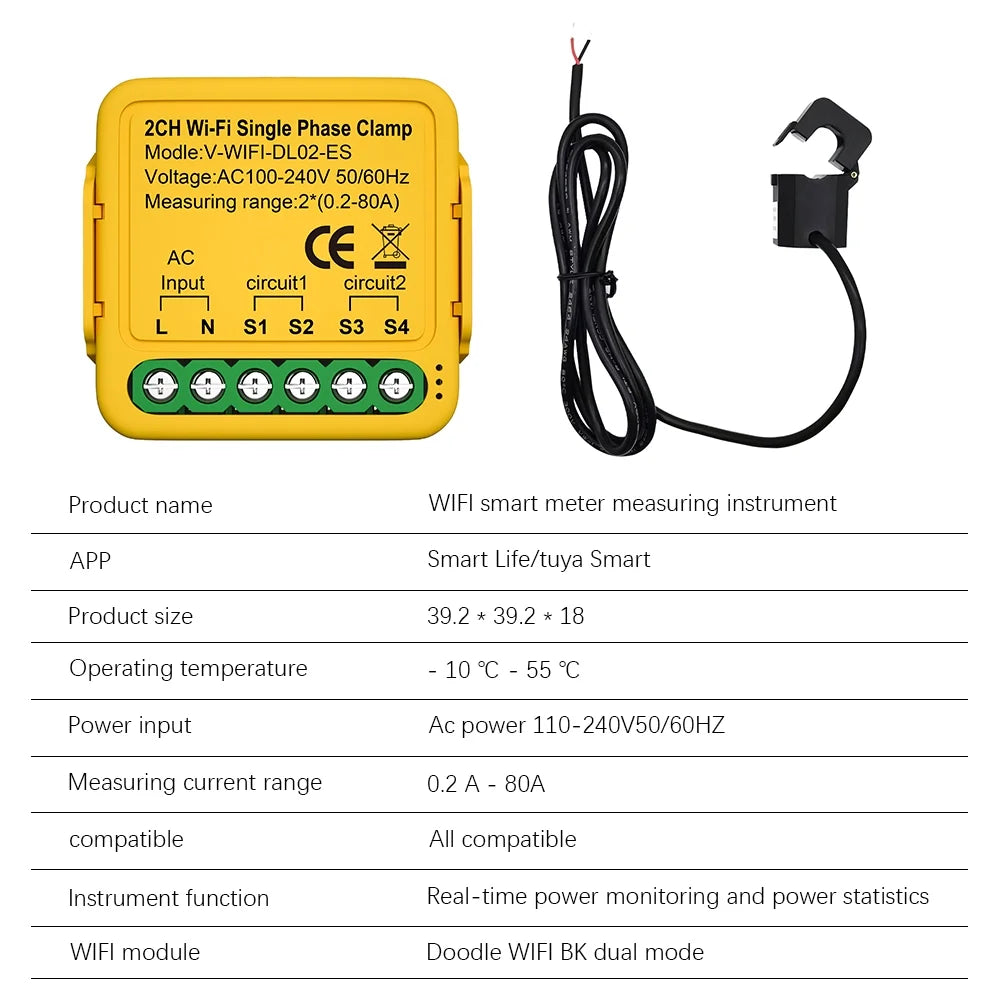 Irfora Automatic voltage regulator, Consumption Clamp Wifi Smart Solar Current Meter Consumption 80a Solar Consumption Statistics 100-240v Consumption Clamp Smart Smart