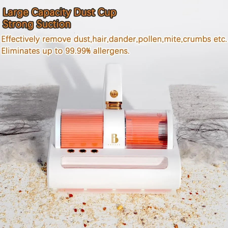 Handheld Allergen Vacuum Cleaner with Dual Motors Ultrasonic  Bed Vacuum for Allergies and Pet, eliminates Allergens/Mite,14kpa | Strong Beating | True  removes Hair,Crumbs,Dust,