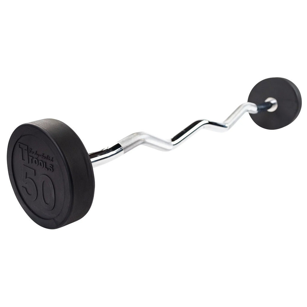 Body Solid Tools -  Rubber Coated Fixed Curl Barbell, 50lb