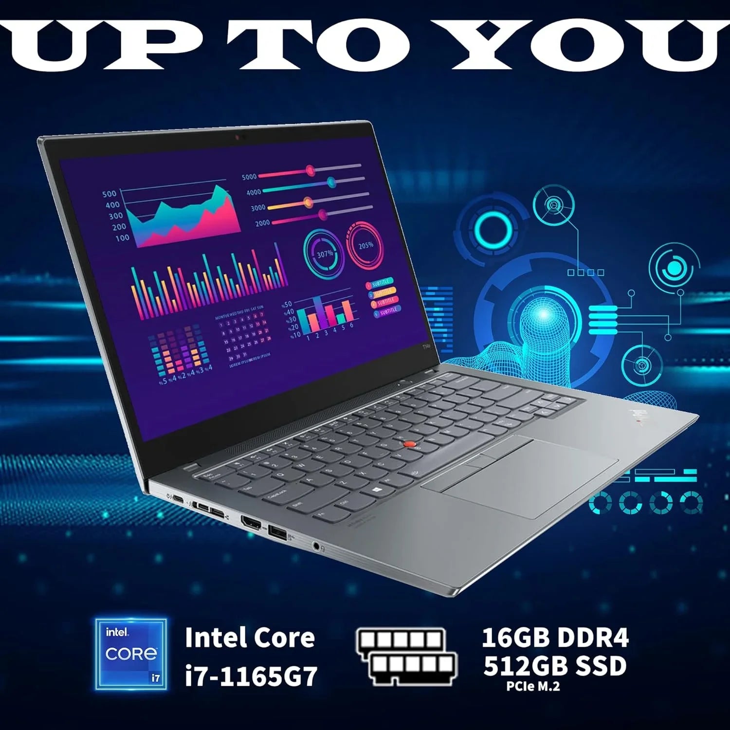 Lenovo ThinkPad T14s Gen 2 Touchscreen Laptop, 14"  Laptop, Intel 11th Gen i7-1165G7, 16GB , 512GB PCIe , Backlit Keyboard, WiFi 6, , Win 10 Pro, with Hotface 32GB  Card