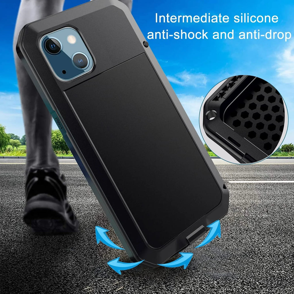 Gorilla Glass Aluminum Metal iPhone 14 Pro Case (Silver) Heavy Duty Military Grade Shockproof and Scratch Resistant Protection, Rugged Outdoor Travel