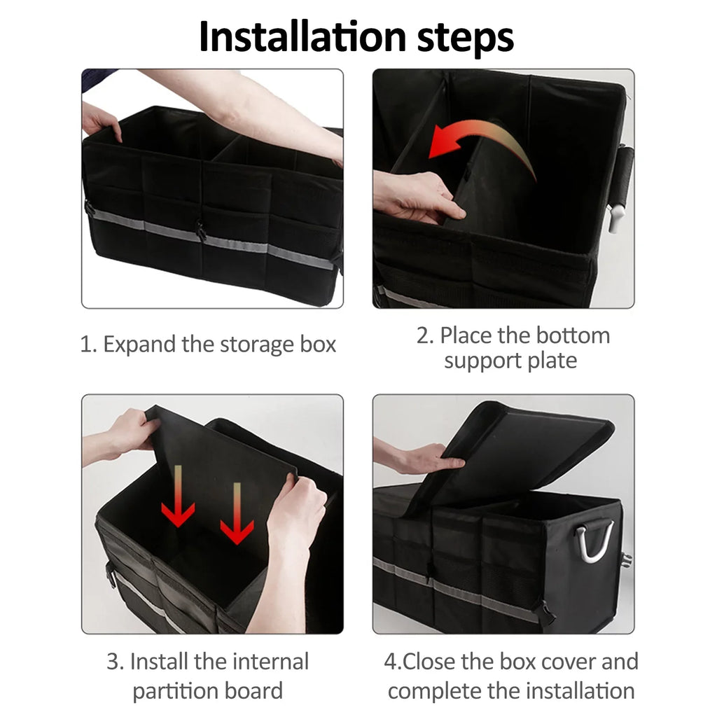 Walmart Car Trunk Organizer Oxford Cloth Folding Storage Box with Reflective Strip 55L Keep Your Car Neat and Tidy with this Automotive Cargo Organizer