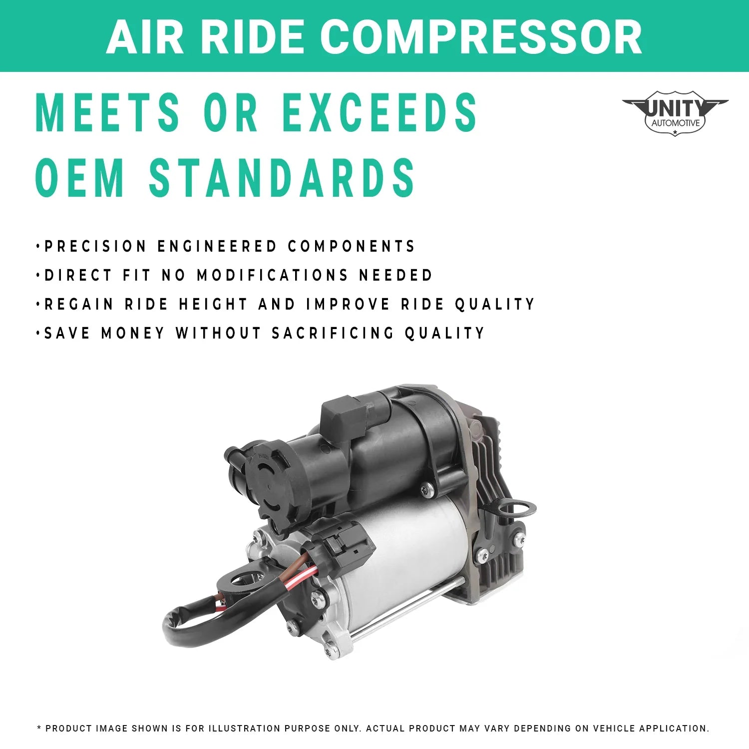 Unity Automotive Air Suspension Compressor with Full Cage Fits 2011-2016  535i Gran Turismo, 20-025700-