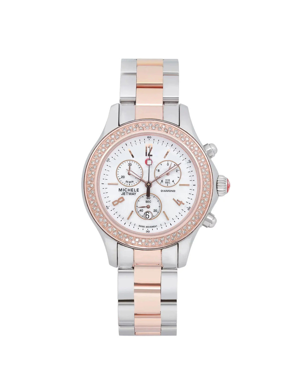 Michele Jetway 40mm Steel 0.50cttw Diamond Quartz Ladies Watch