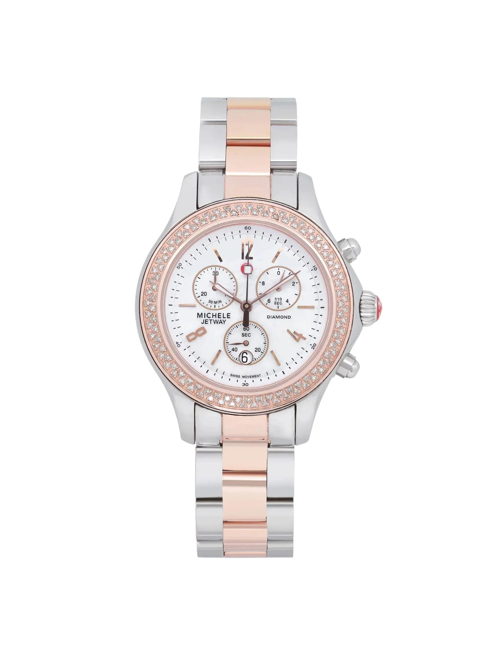 Michele Jetway 40mm Steel 0.50cttw Diamond Quartz Ladies Watch