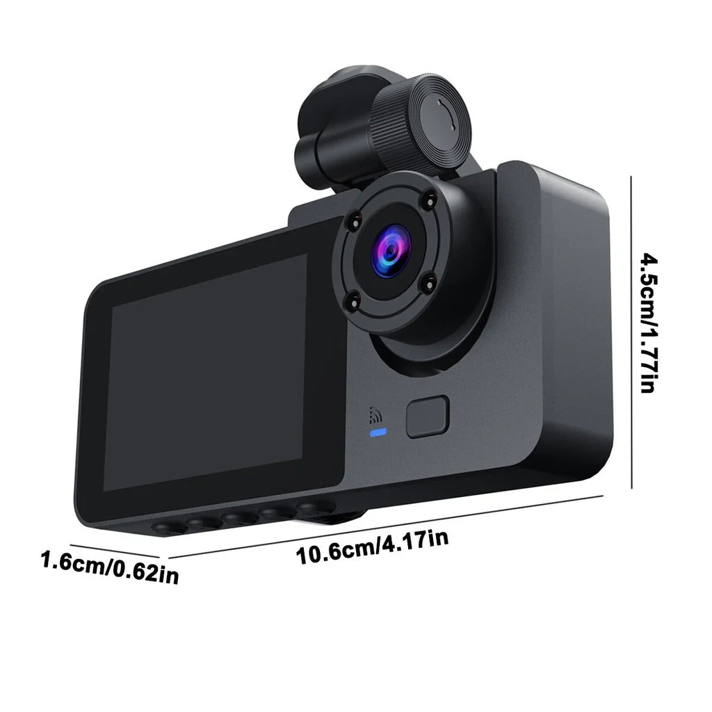 Dash Cam for Car, 1080P 3 Channel Front & Rear Inside Dash Camera, Super Night Vision, Parking Monitor, Loop Recording, with 32GB  Card