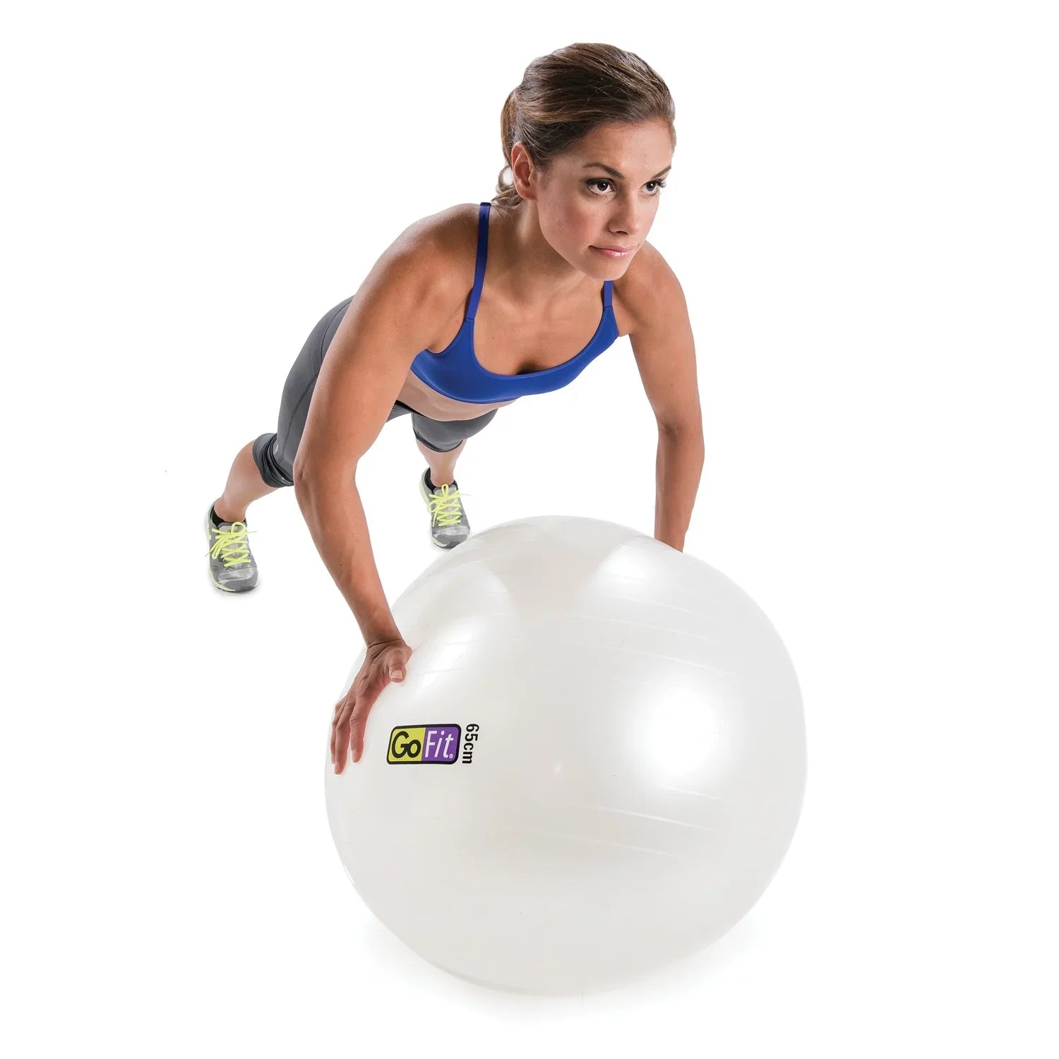 GoFit -65 Ball Exercise Ball with Pump (65 cm; White) and Omron -514C Full-Body Composition Monitor Black Bathroom Scale