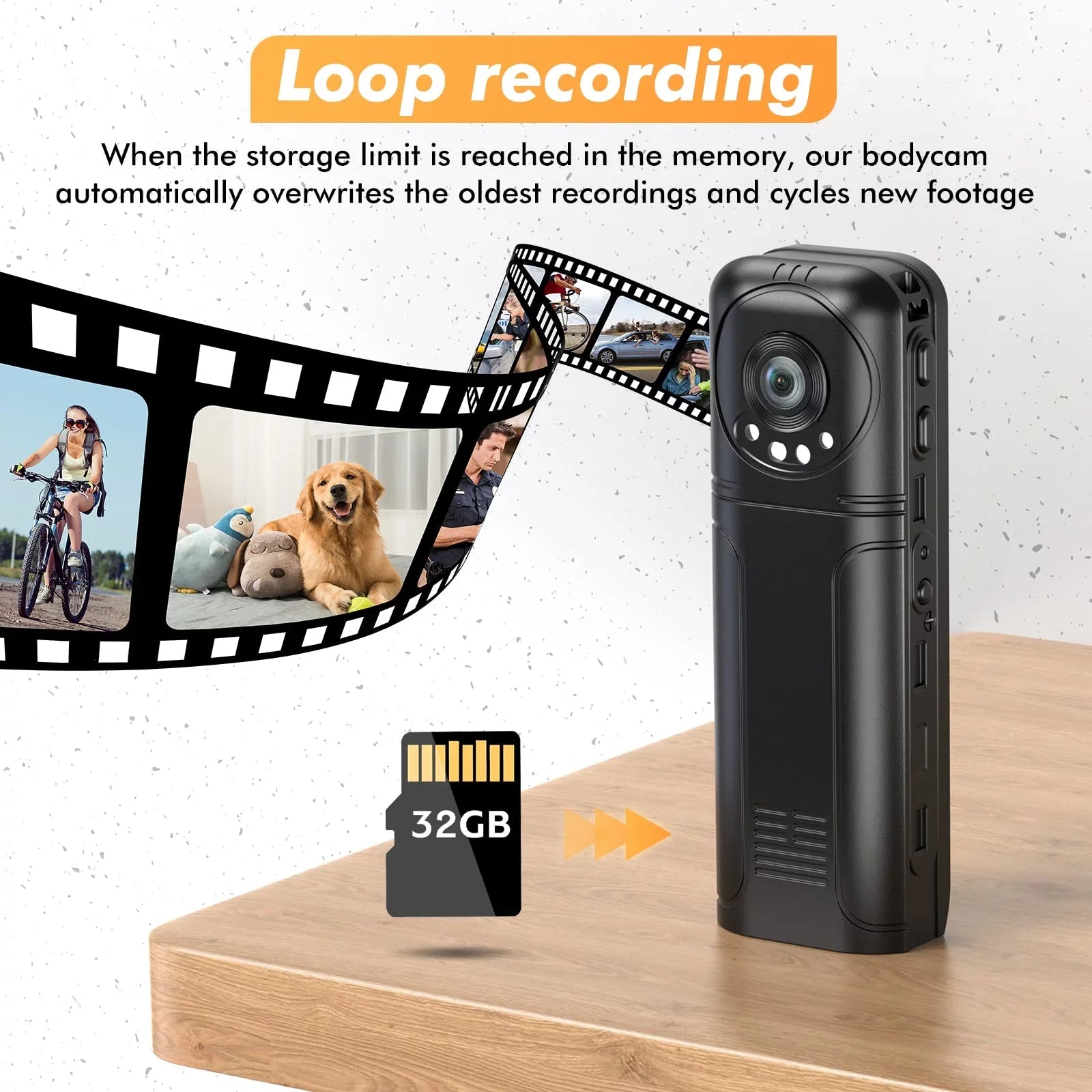 Losfom  WiFi Body Camera, 1296P Body Worn Camera with Audio and Video Recording (Only Camera)