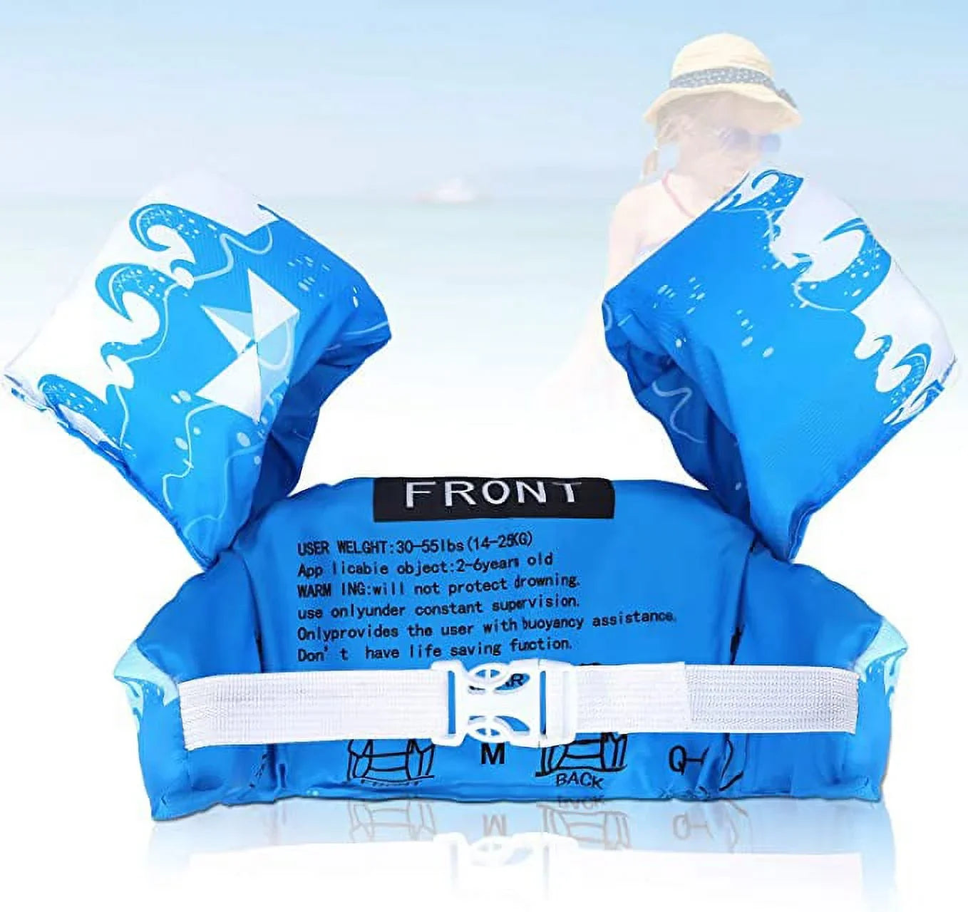 Kids Swim Life Jacket Vest for Toddler 22-66 lbs Swimming Pool, Adjustable Strap Swimming Jacket with Swimming Goggle for Girls & Boys 3-14yrs, Suitable for Learning Swim Training Equipment