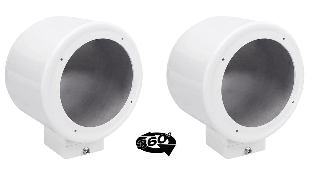 2) Rockville  5.25" 360° Swivel White Aluminum Surface Mount Speaker Pods