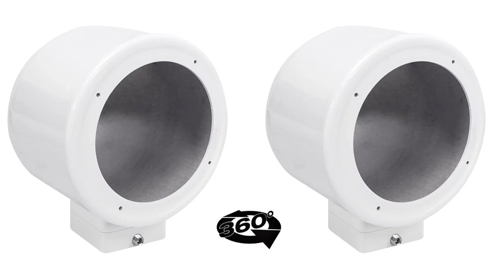 2) Rockville  5.25" 360° Swivel White Aluminum Surface Mount Speaker Pods