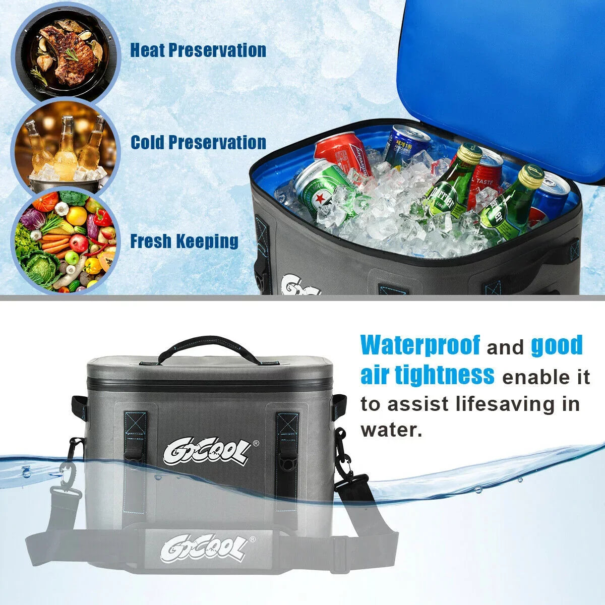Gymax 30 Cans Soft Portable Cooler Bag Leak-Proof Insulated Water-Resistant For Picnic