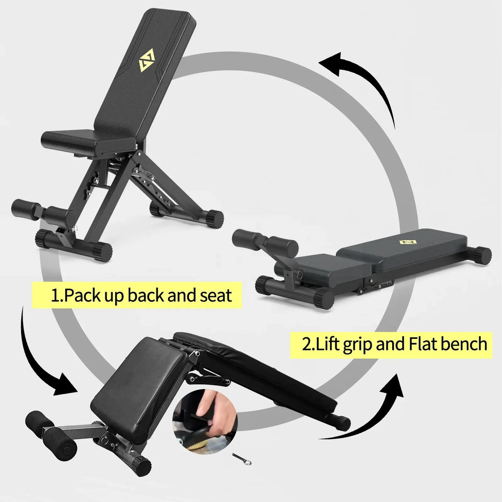 Adjustable Weight Bench, Strength Training Benches for Full Body Workout, 880 Pounds Capacity Foldable Incline Bench Set for Home Gym