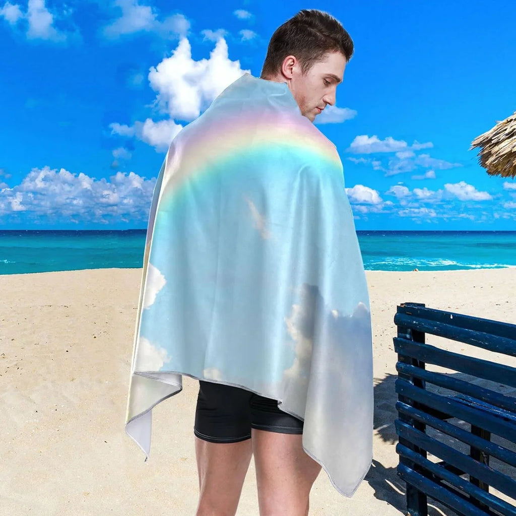 Bestwell Beautiful Rainbow Beach Towel - Lightweight Compact Oversized Travel Towels - Super Absorbent Quick Dry Towel for Swimming Camping Holiday（282）