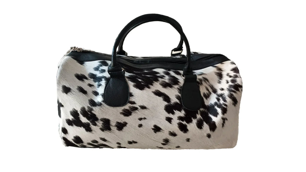 American Style Black & White Large Duffle Bag Cowhide Men Leather Duffle Bag Travel, Sports & Gym Luggage Bag