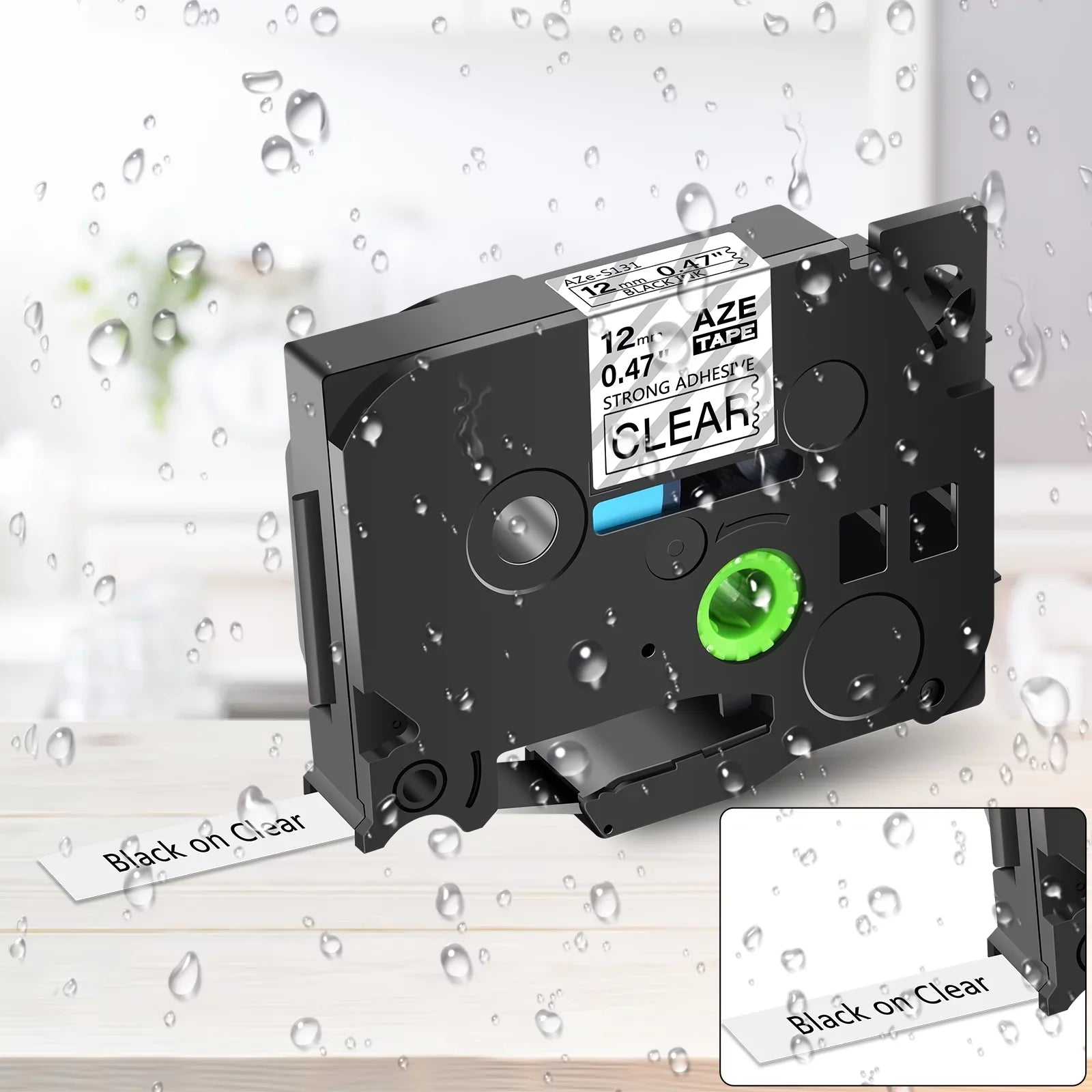 8PK Compatible for Brother -touch Black on Clear 12mm  TZe TZe- - -131 TZe-131 Extra Strength Laminated Label Tape
