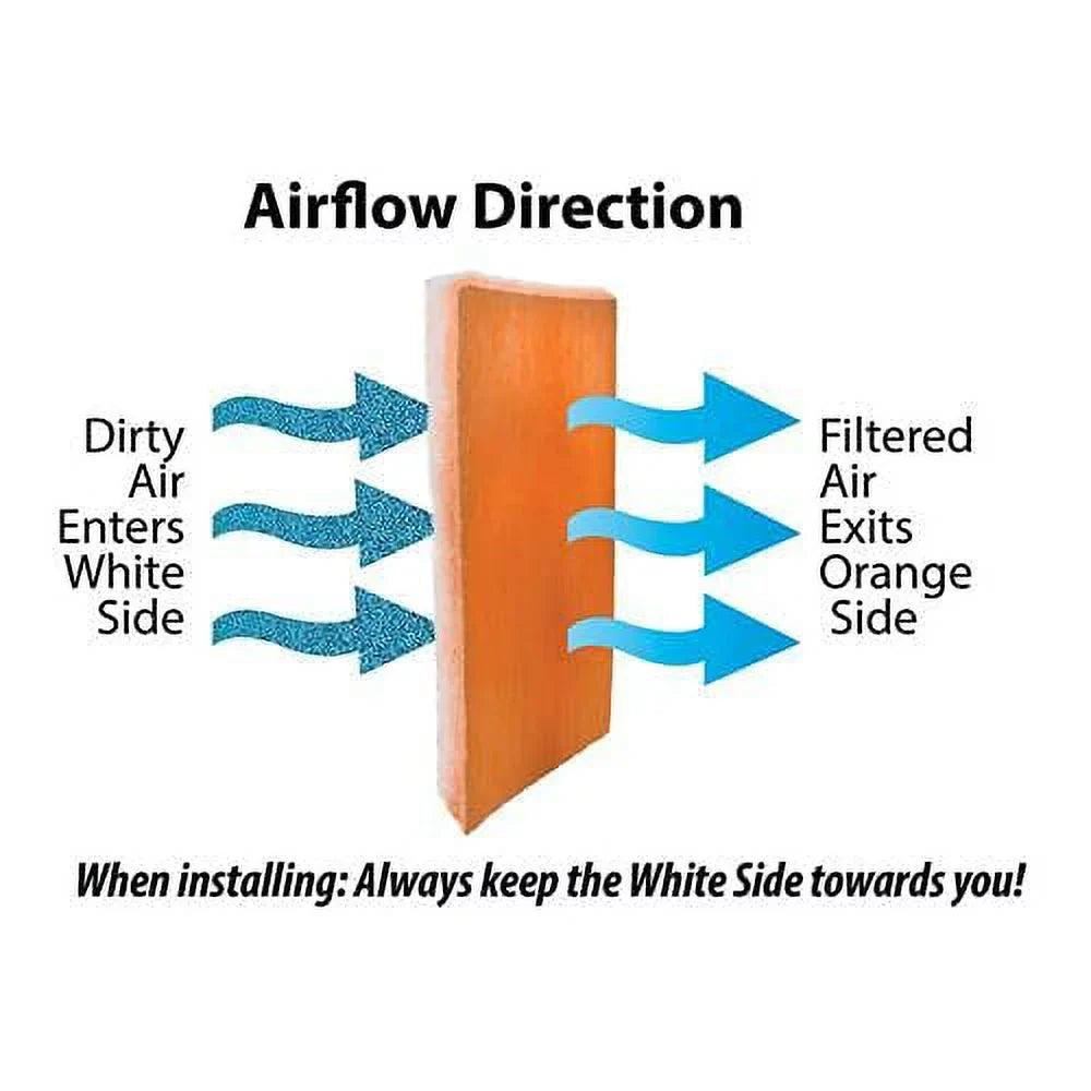 /Air Filter Media Roll, Orange/White  Polyester Media with a Heavy Dry Tackifier - 1 inch x 25 inch x 10 Foot