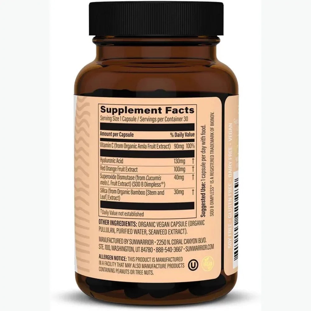Sunwarrior Vegan Smooth Cellulite Care | Skin Care Supplements with Hyaluronic Acid Vitamin  Capsules, 30 Ct
