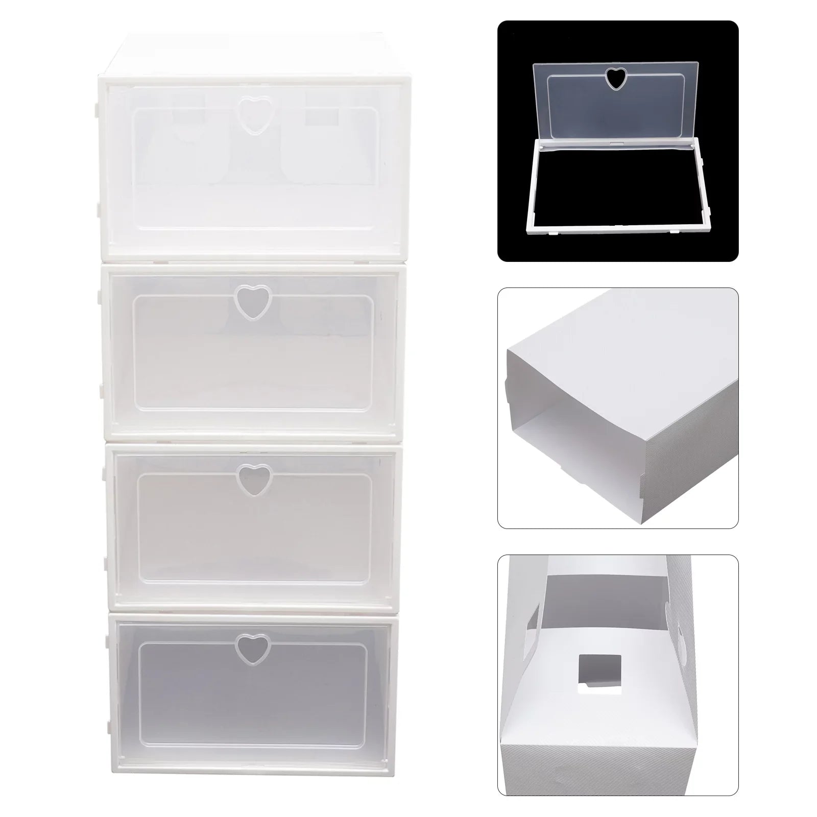 Loyalheartdy 20Pcs Foldable Flip Shoe Storage Boxes Stackable Drawer Shoe Box Plastic Clamshell Container Organizer Case Clear