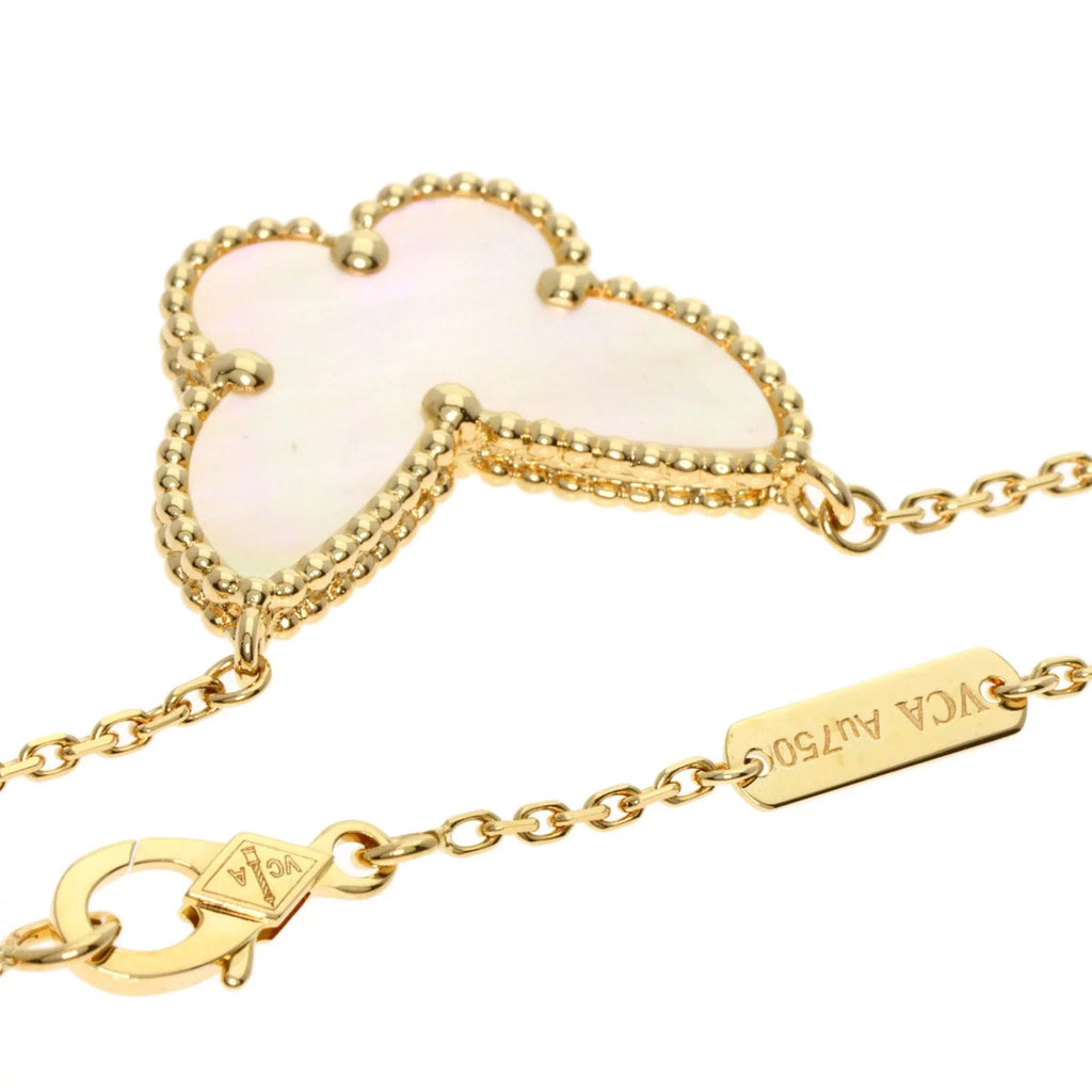 Pre-Owned Van Cleef & Arpels Lucky Alhambra Papillon Shell Necklace  Yellow Gold Women's (Good)